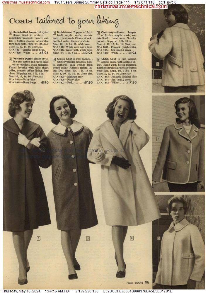 1961 Sears Spring Summer Catalog, Page 411