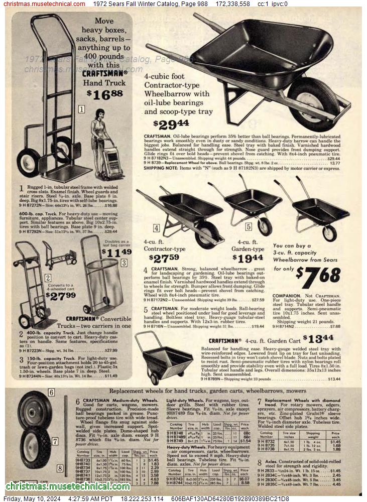 1972 Sears Fall Winter Catalog, Page 988