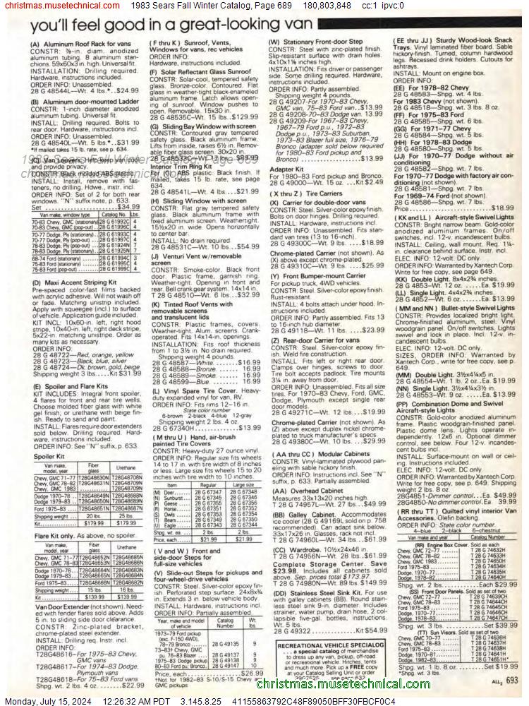 1983 Sears Fall Winter Catalog, Page 689