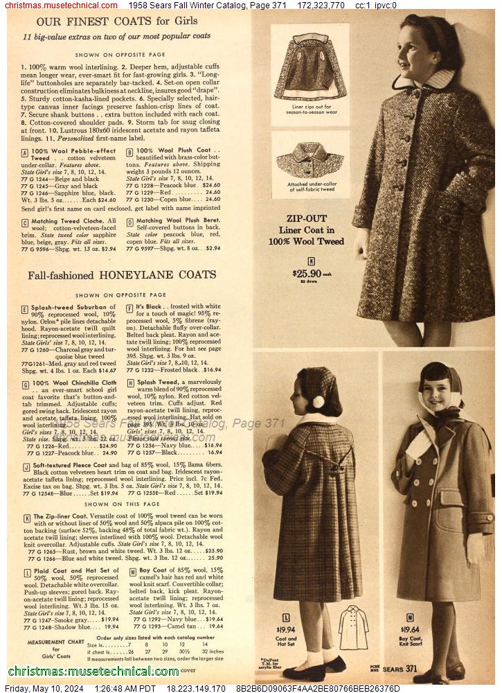 1958 Sears Fall Winter Catalog, Page 371