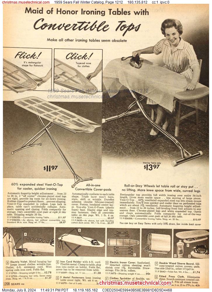1959 Sears Fall Winter Catalog, Page 1212
