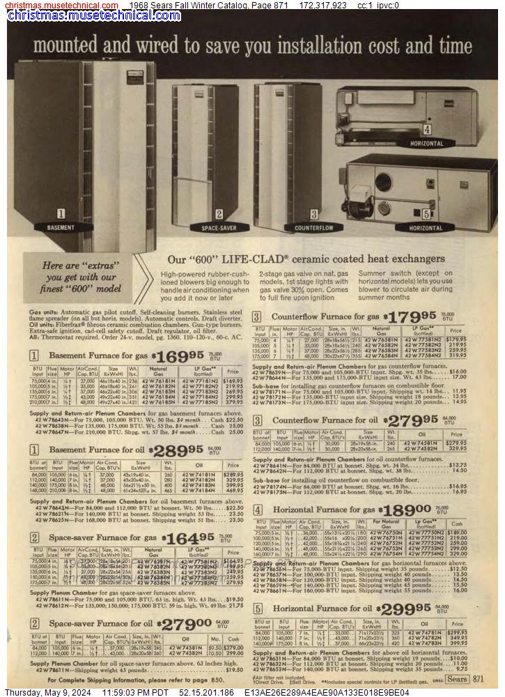 1968 Sears Fall Winter Catalog, Page 871
