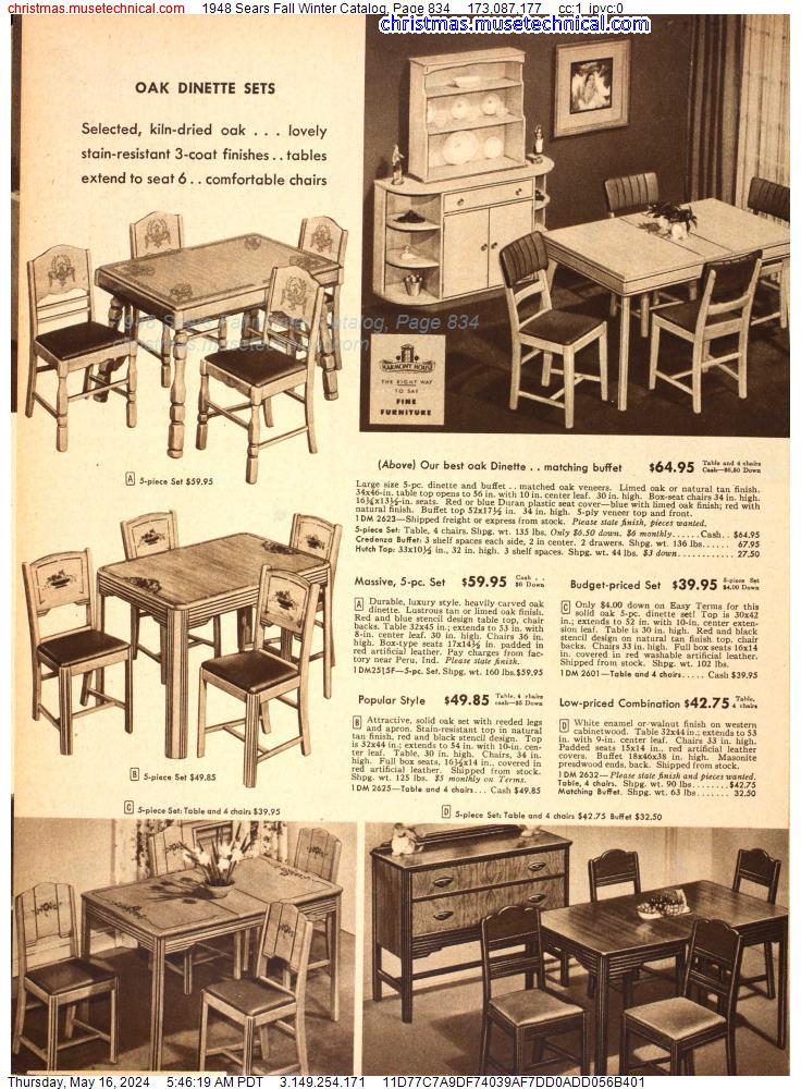1948 Sears Fall Winter Catalog, Page 834