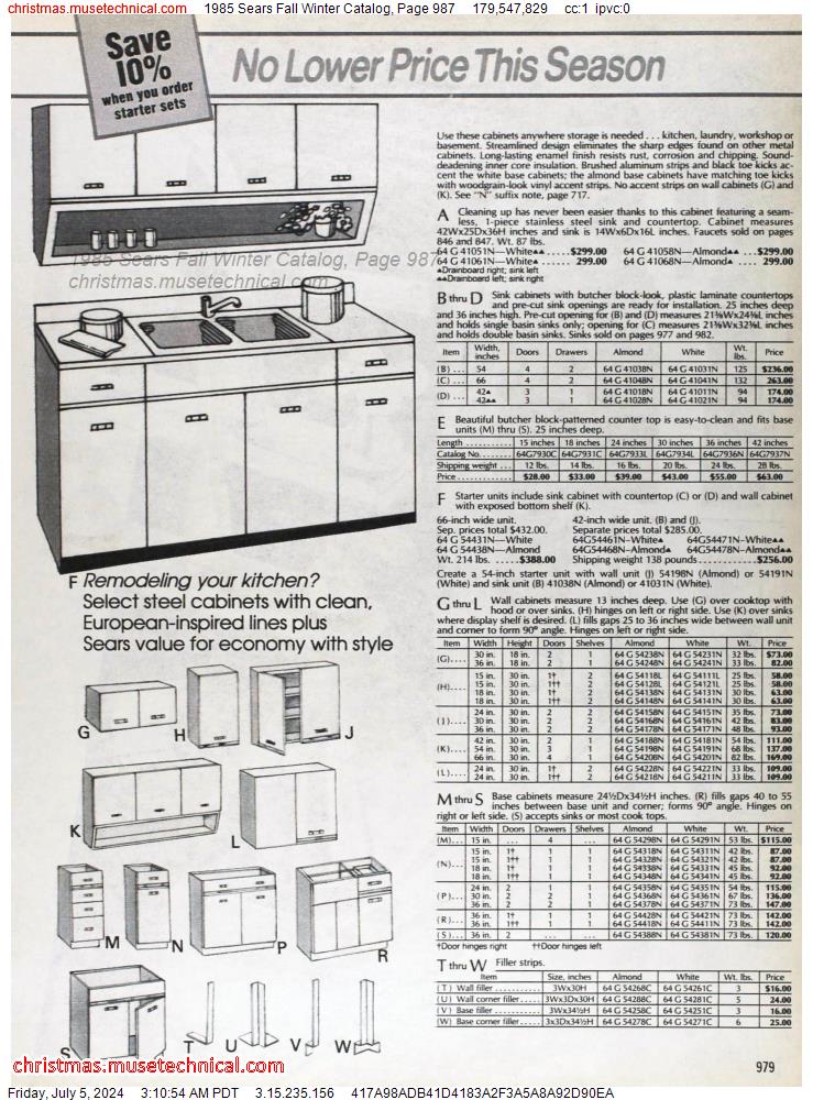 1985 Sears Fall Winter Catalog, Page 987