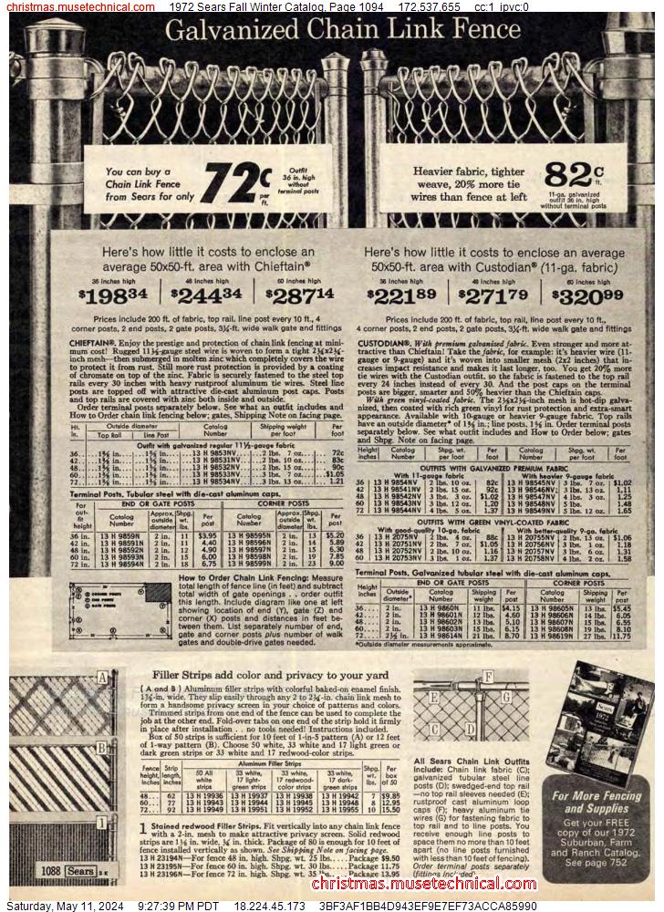 1972 Sears Fall Winter Catalog, Page 1094