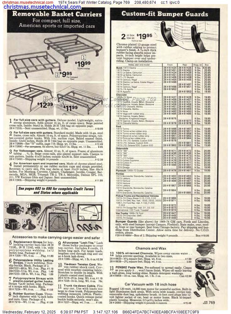 1974 Sears Fall Winter Catalog, Page 769