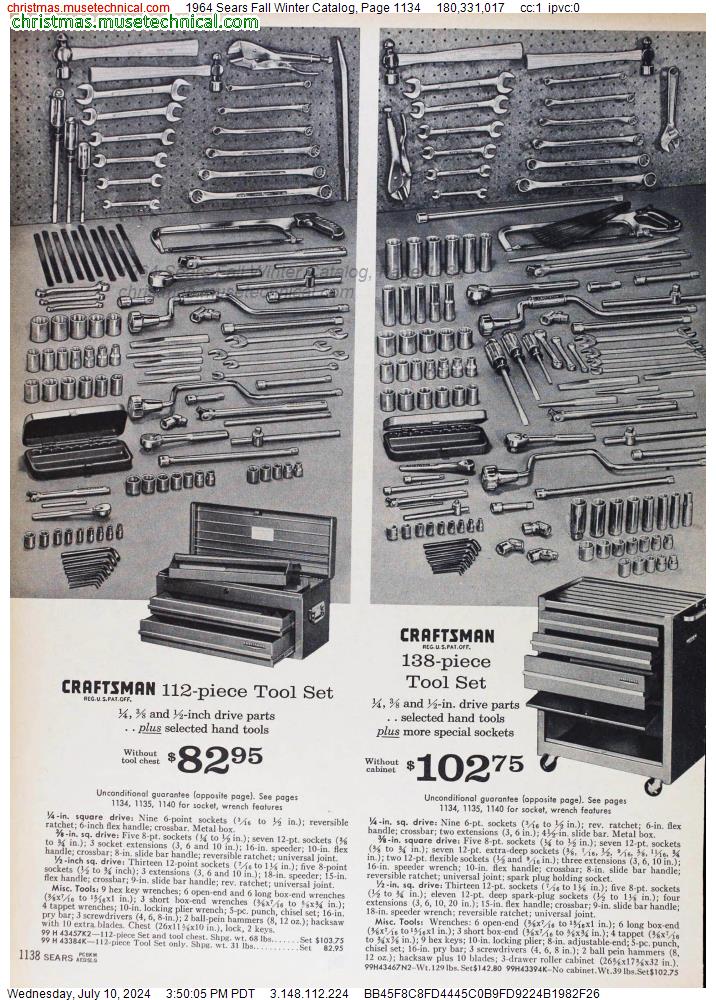 1964 Sears Fall Winter Catalog, Page 1134