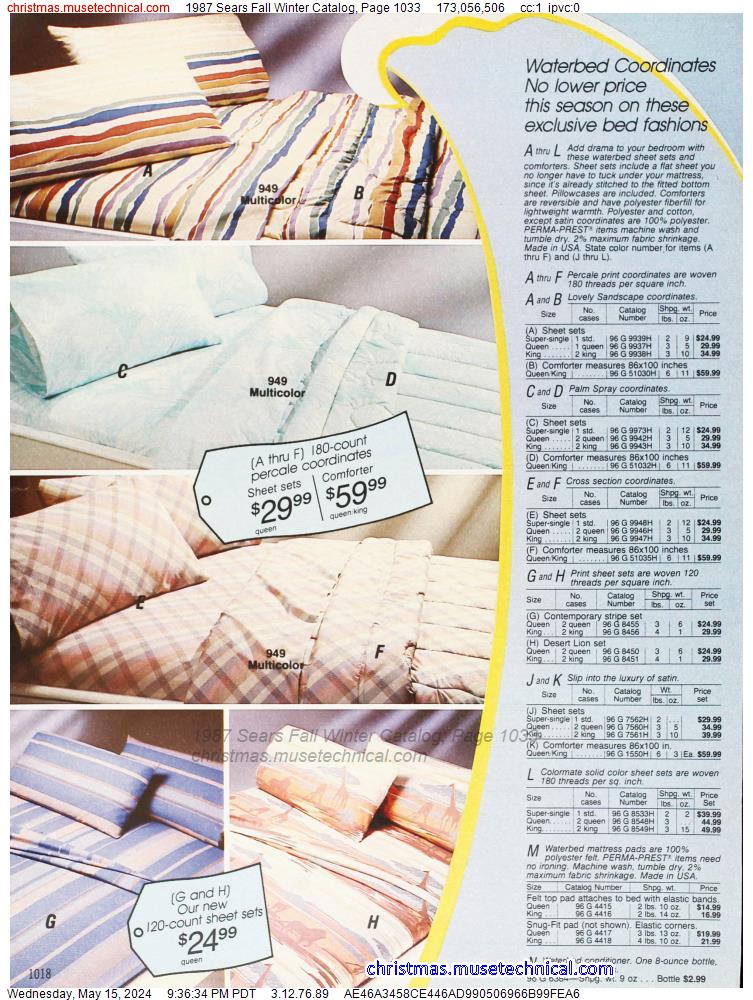 1987 Sears Fall Winter Catalog, Page 1033