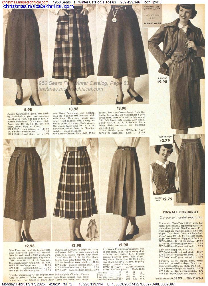 1950 Sears Fall Winter Catalog, Page 83