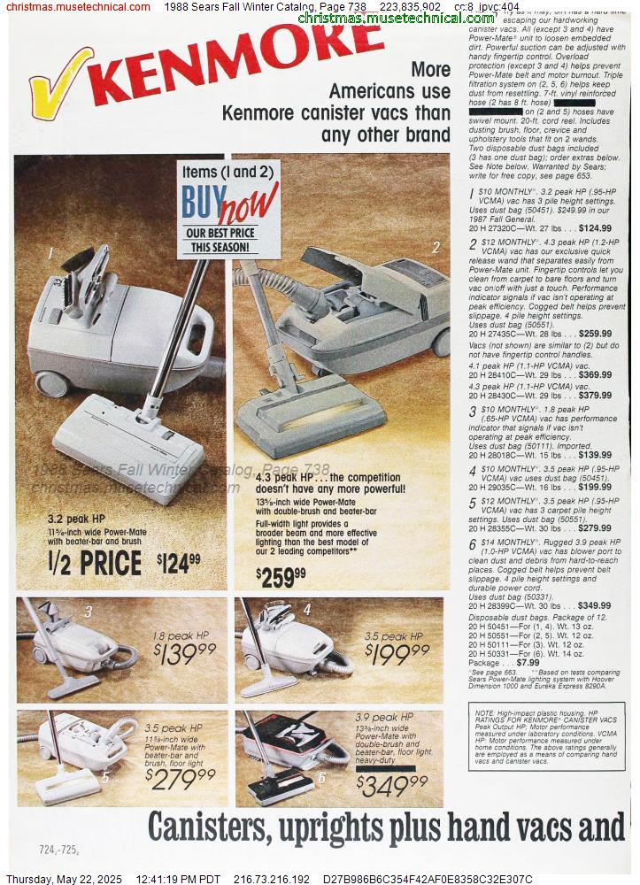 1988 Sears Fall Winter Catalog, Page 738