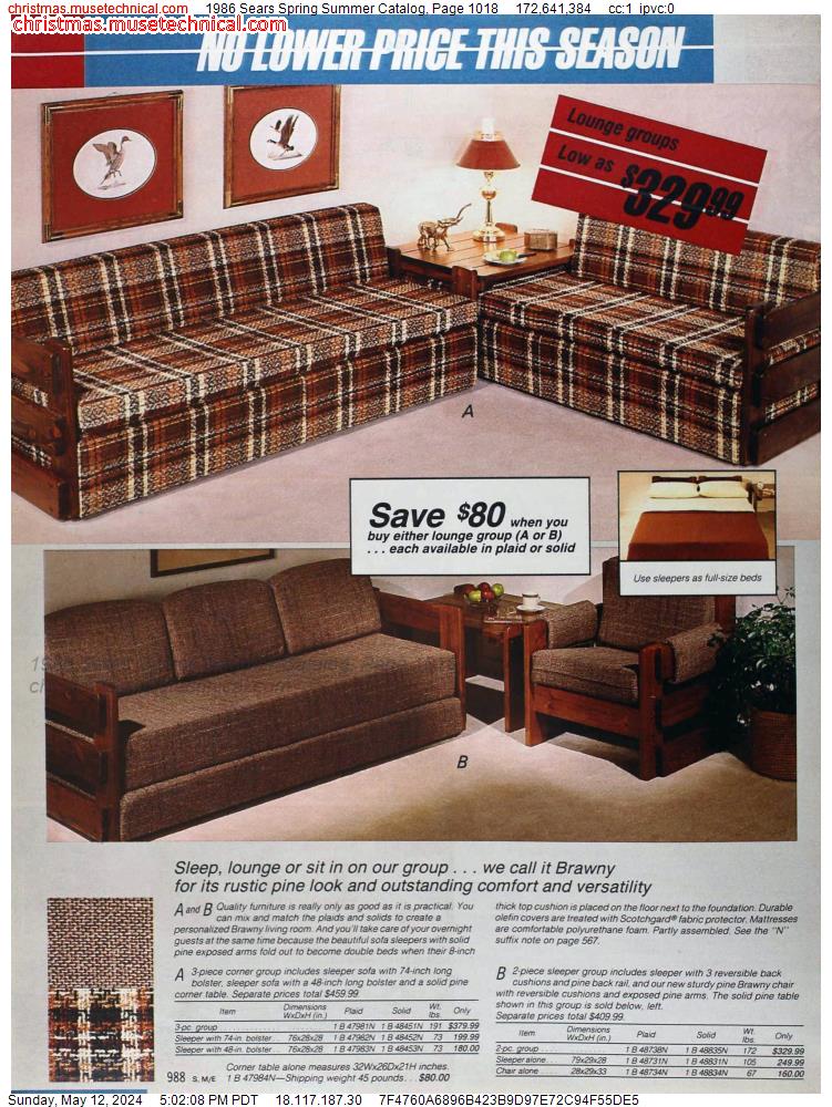 1986 Sears Spring Summer Catalog, Page 1018