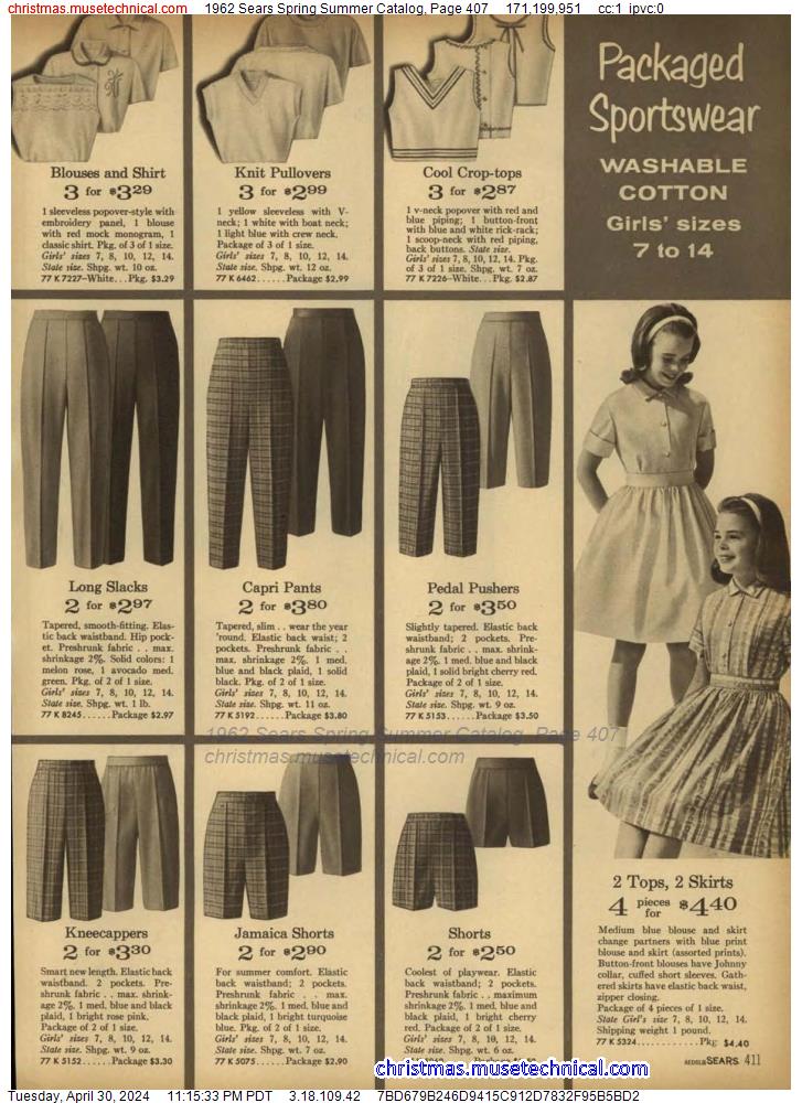 1962 Sears Spring Summer Catalog, Page 407
