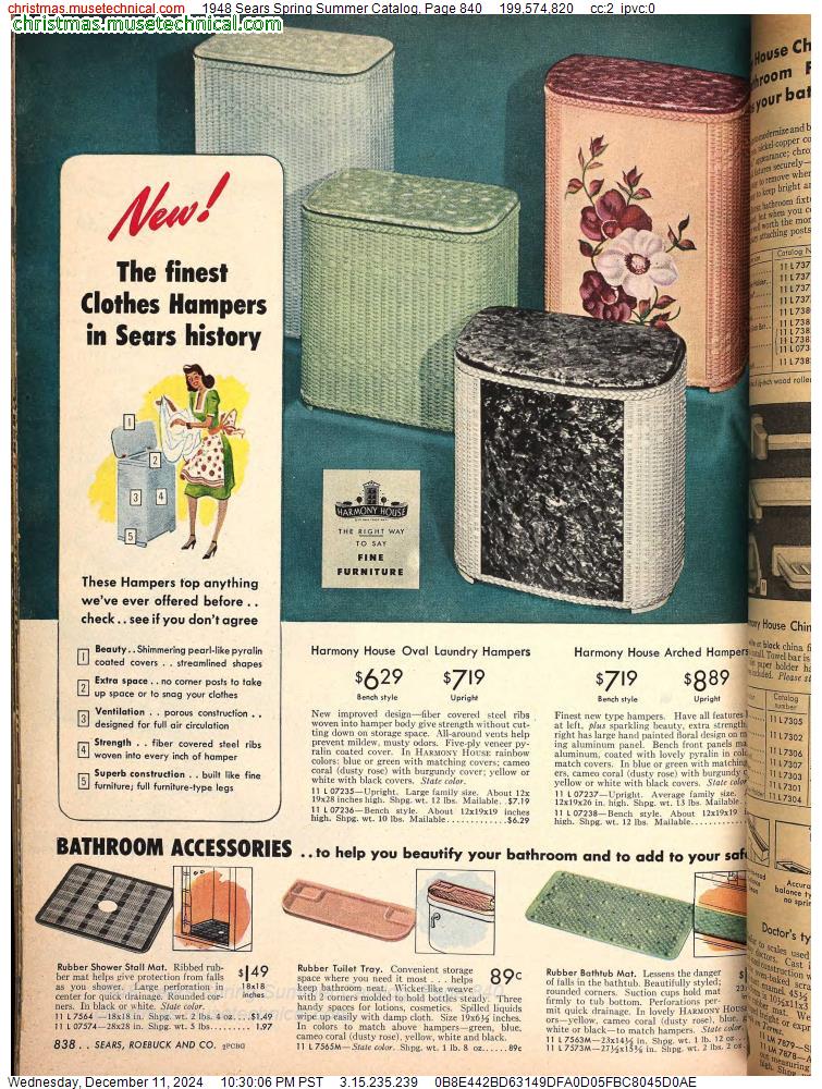 1948 Sears Spring Summer Catalog, Page 840