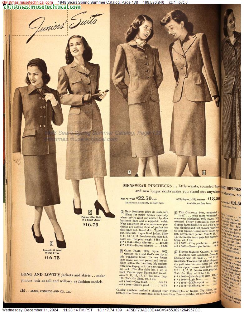 1948 Sears Spring Summer Catalog, Page 138