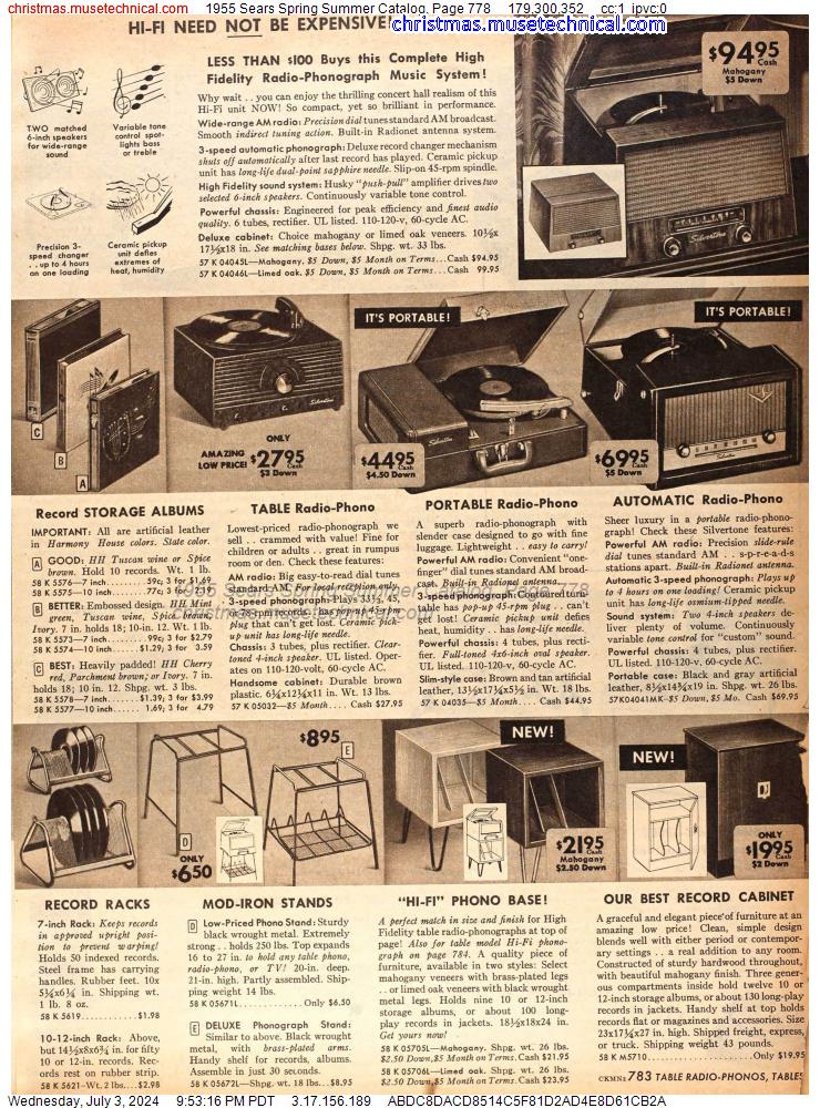 1955 Sears Spring Summer Catalog, Page 778