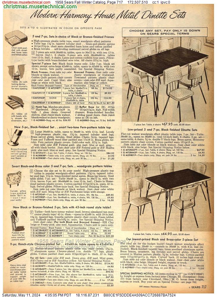 1958 Sears Fall Winter Catalog, Page 717