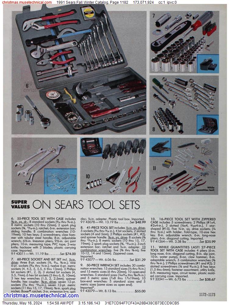 1991 Sears Fall Winter Catalog, Page 1182