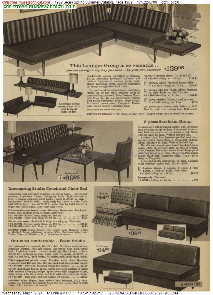 1962 Sears Spring Summer Catalog, Page 1309