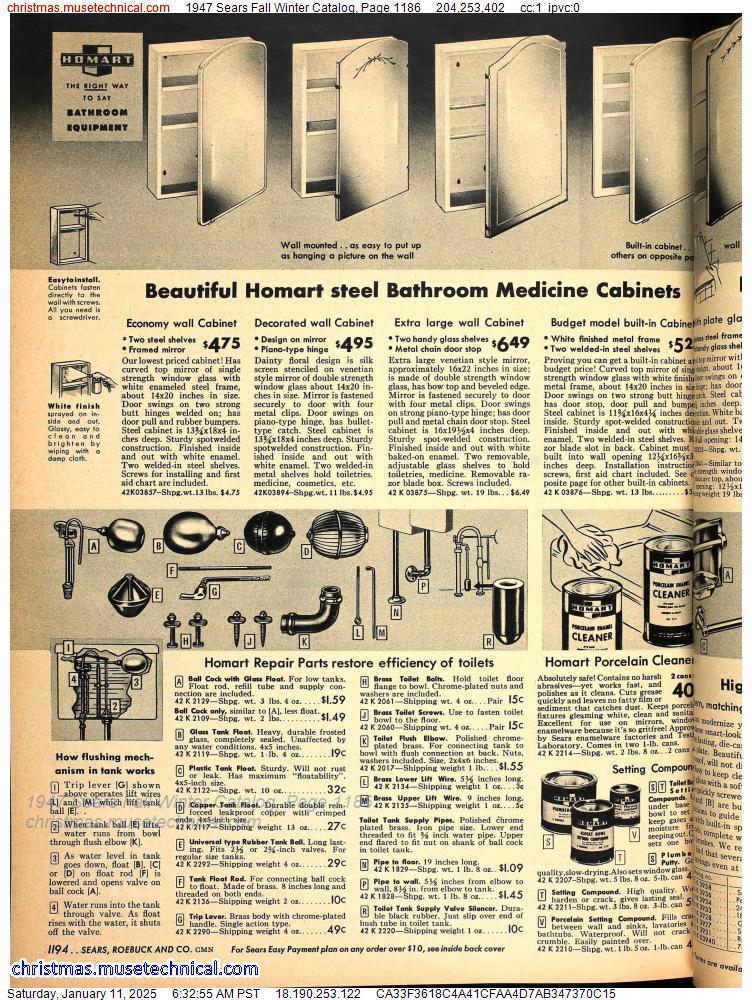 1947 Sears Fall Winter Catalog, Page 1186