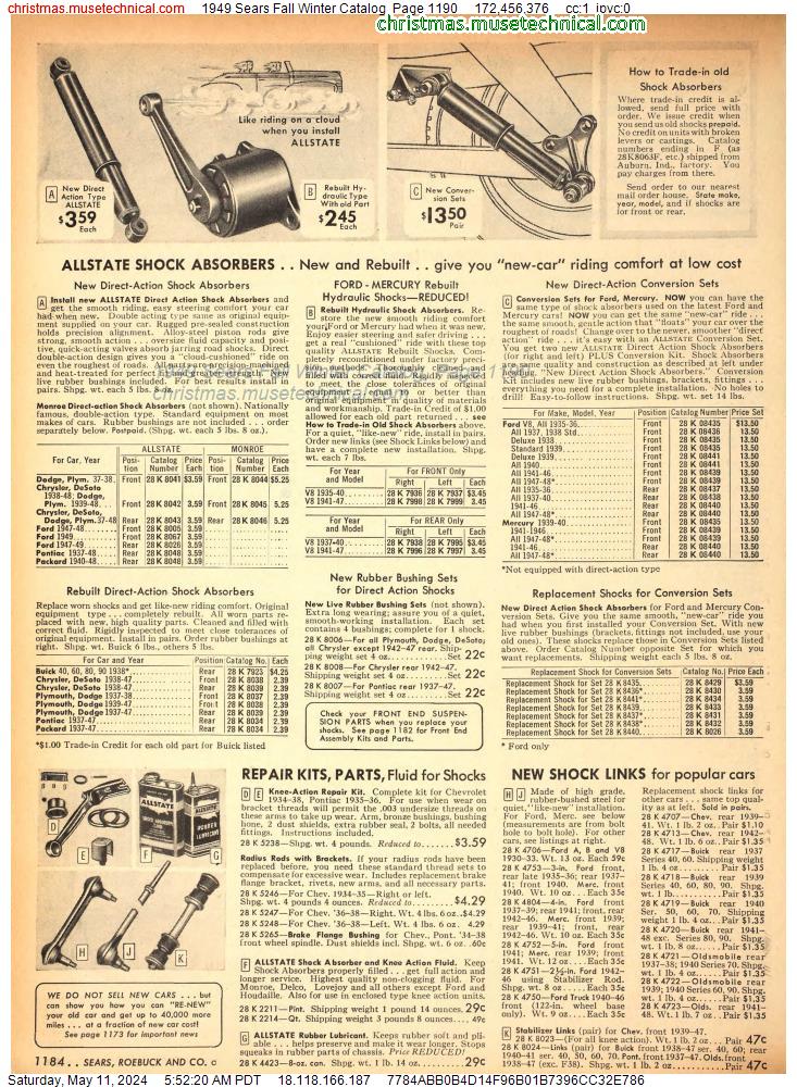 1949 Sears Fall Winter Catalog, Page 1190