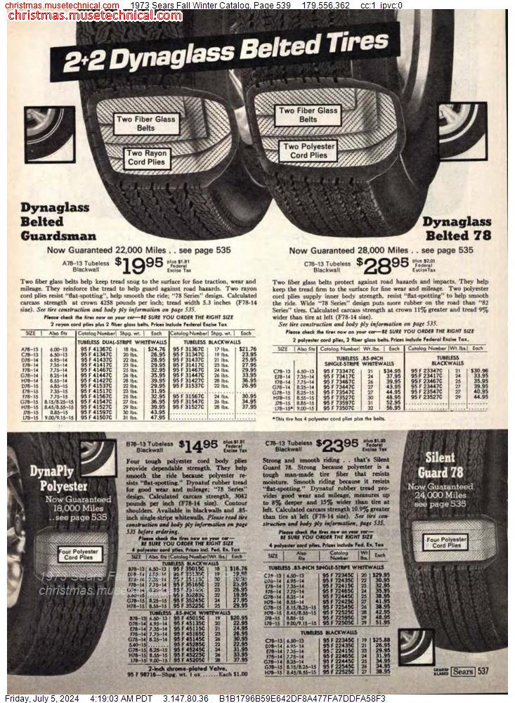 1973 Sears Fall Winter Catalog, Page 539