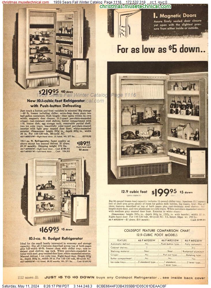 1959 Sears Fall Winter Catalog, Page 1116