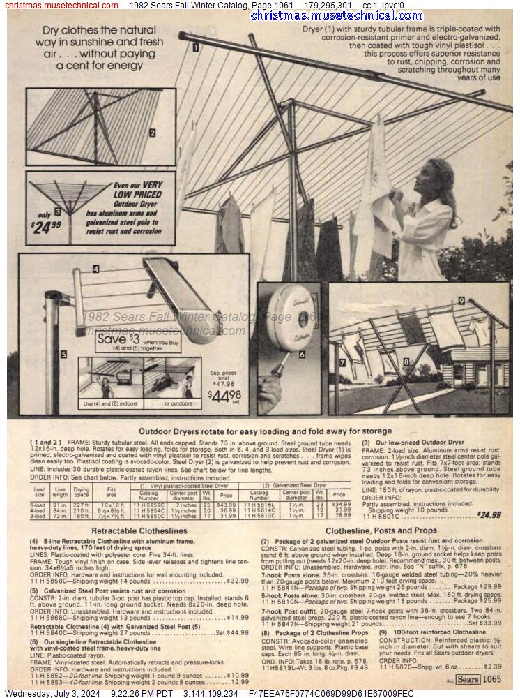 1982 Sears Fall Winter Catalog, Page 1061