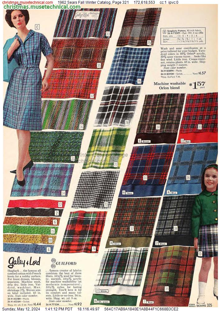 1962 Sears Fall Winter Catalog, Page 321