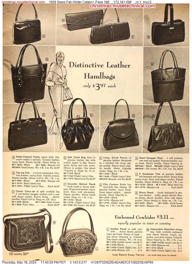1959 Sears Fall Winter Catalog, Page 166