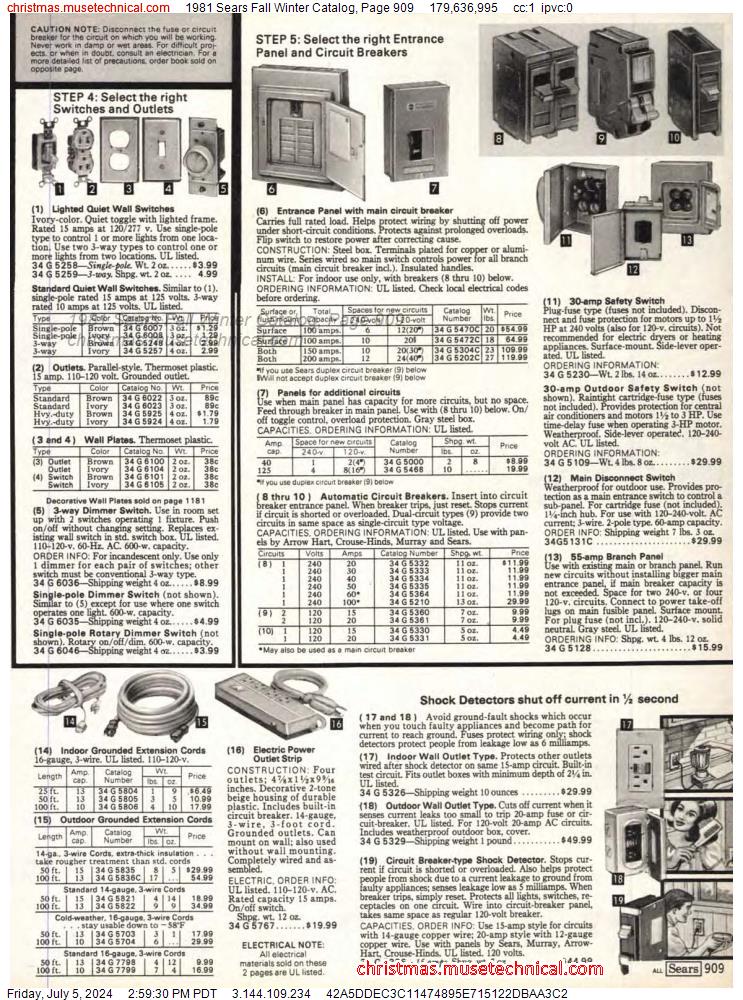 1981 Sears Fall Winter Catalog, Page 909