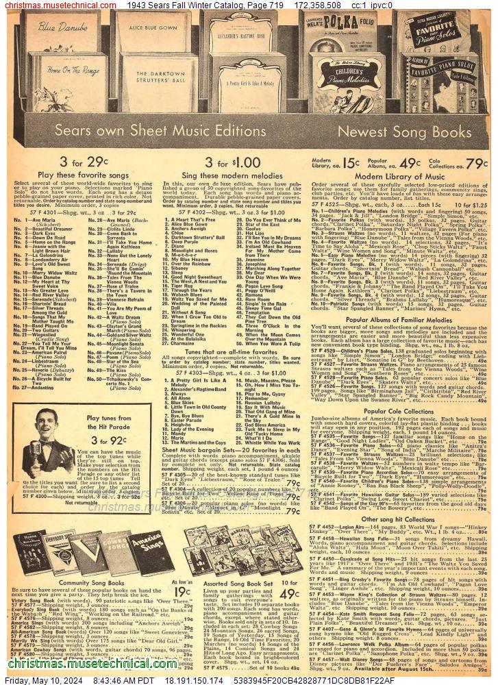 1943 Sears Fall Winter Catalog, Page 719