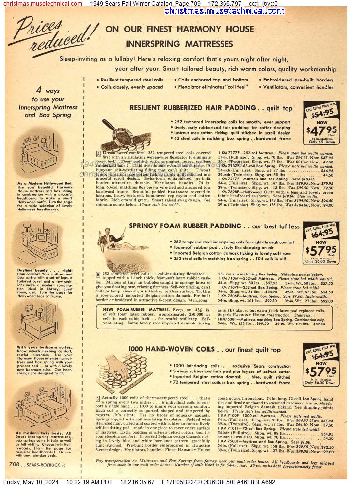 1949 Sears Fall Winter Catalog, Page 709