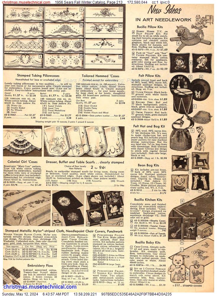 1956 Sears Fall Winter Catalog, Page 213