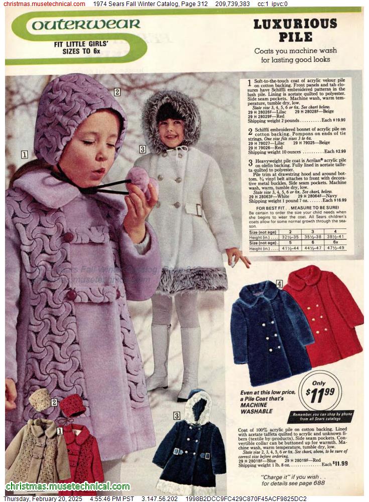 1974 Sears Fall Winter Catalog, Page 312