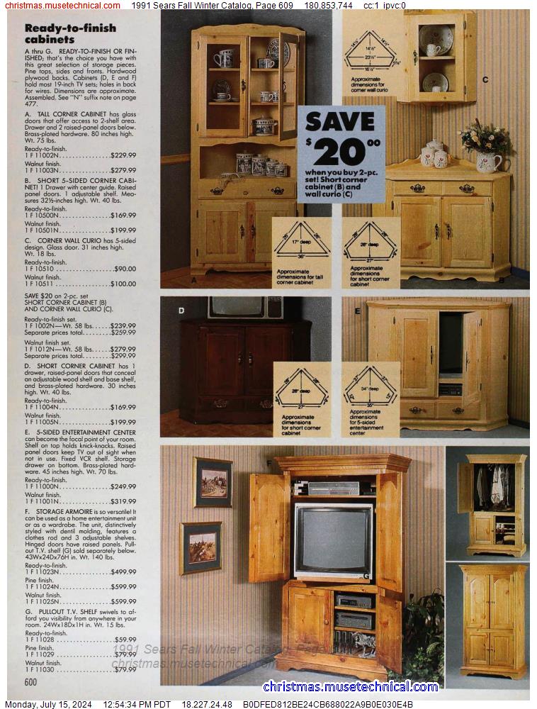 1991 Sears Fall Winter Catalog, Page 609