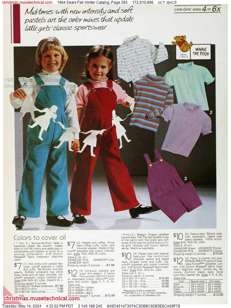 1984 Sears Fall Winter Catalog, Page 365