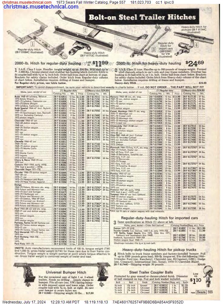 1973 Sears Fall Winter Catalog, Page 557