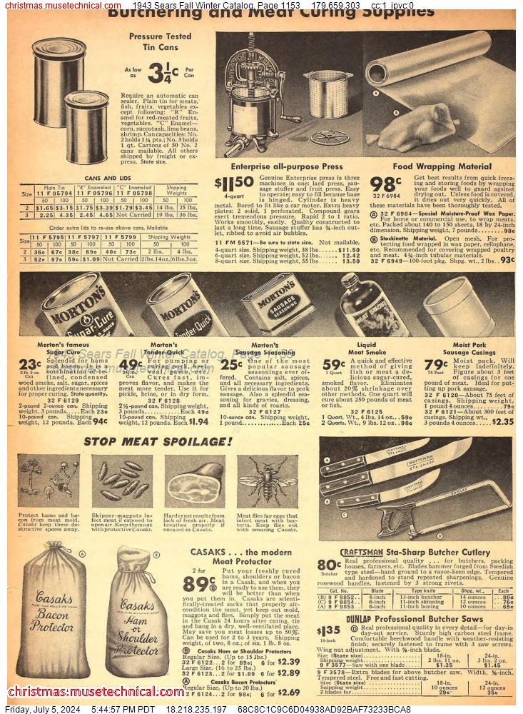 1943 Sears Fall Winter Catalog, Page 1153