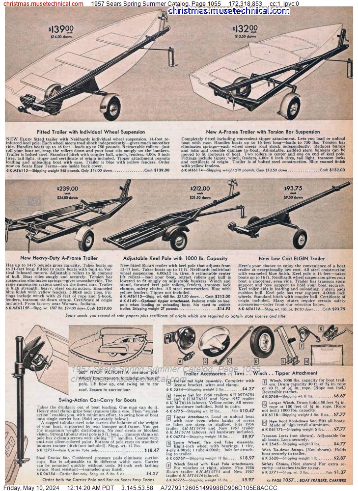 1957 Sears Spring Summer Catalog, Page 1055