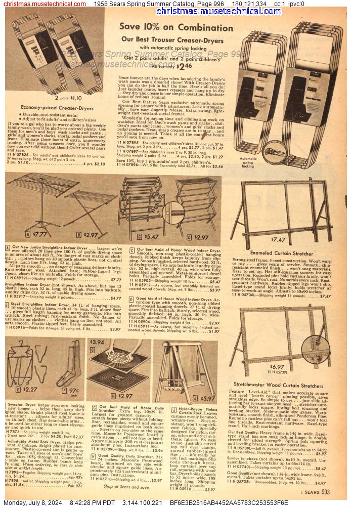 1958 Sears Spring Summer Catalog, Page 996
