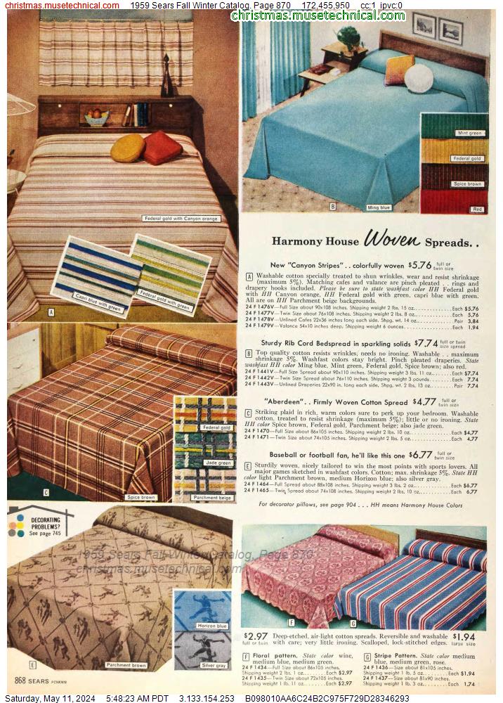 1959 Sears Fall Winter Catalog, Page 870