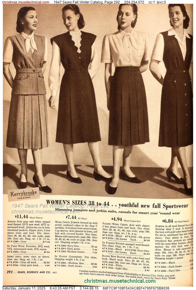 1947 Sears Fall Winter Catalog, Page 292