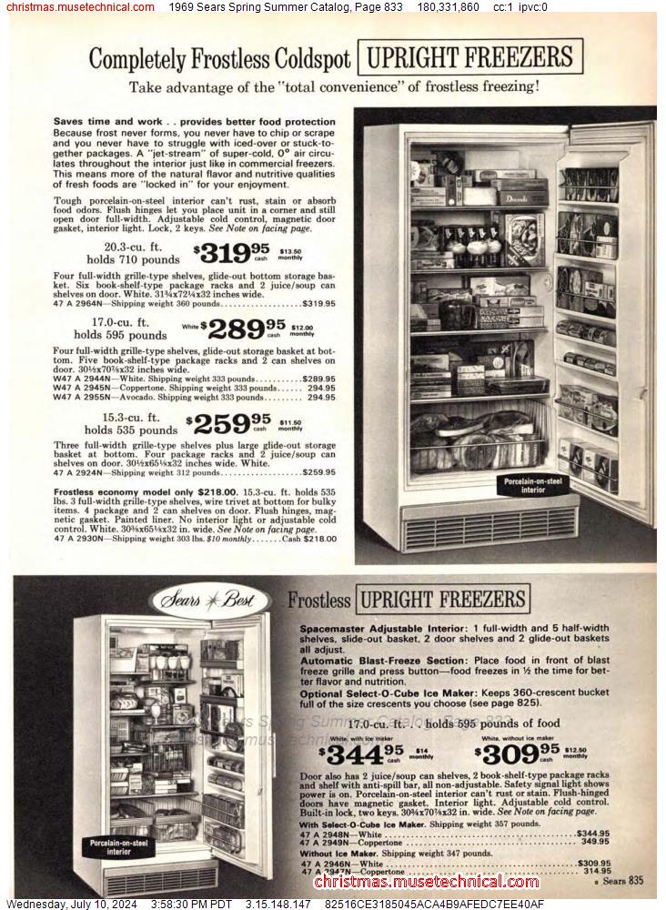 1969 Sears Spring Summer Catalog, Page 833