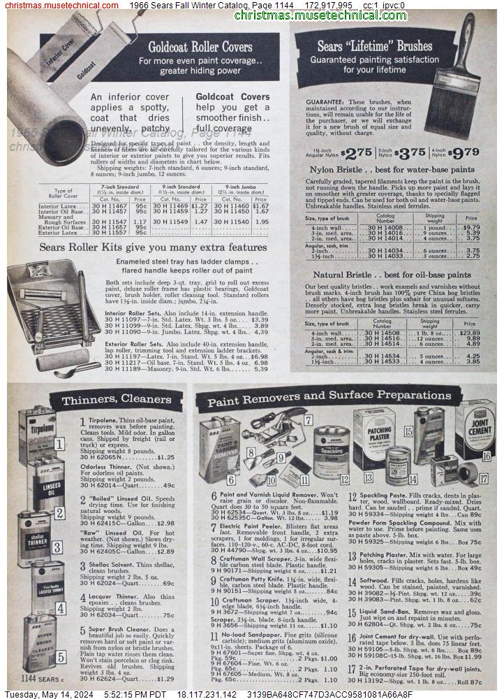 1966 Sears Fall Winter Catalog, Page 1144