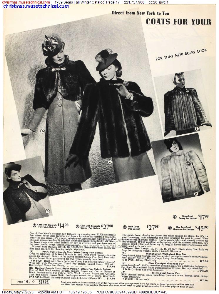 1939 Sears Fall Winter Catalog, Page 17