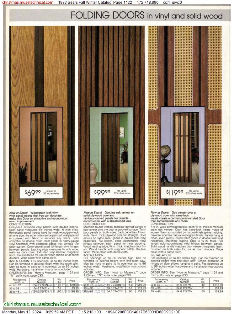 1983 Sears Fall Winter Catalog, Page 1122