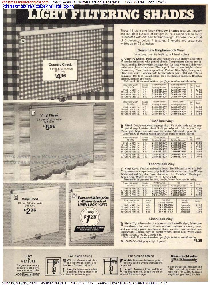 1974 Sears Fall Winter Catalog, Page 1450