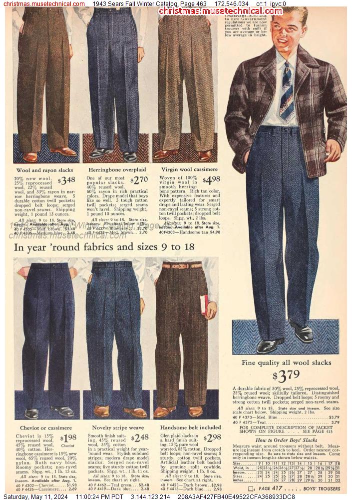 1943 Sears Fall Winter Catalog, Page 463