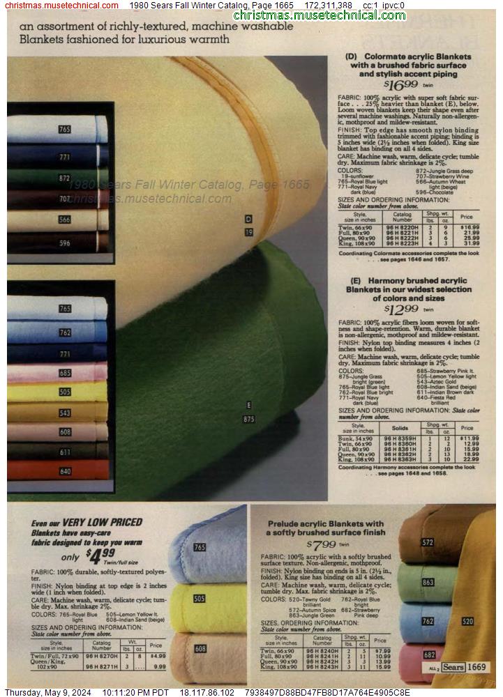 1980 Sears Fall Winter Catalog, Page 1665