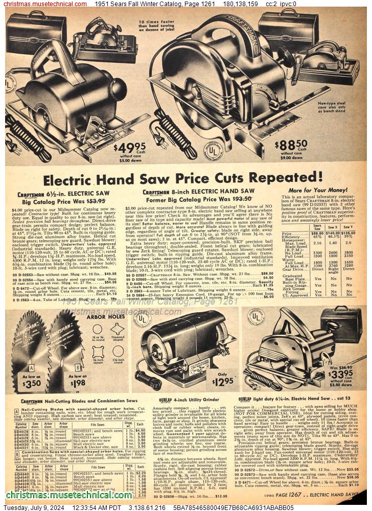 1951 Sears Fall Winter Catalog, Page 1261